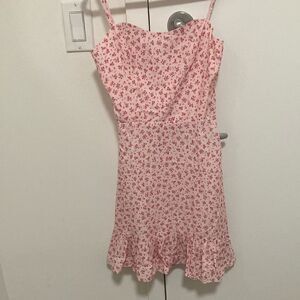 Ever After Floral Print Pink Dress with Adjustable Spaghetti Straps. Size 12